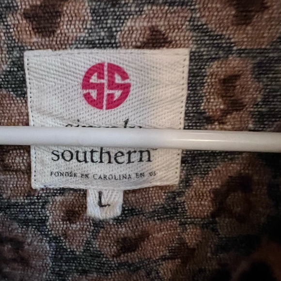 Simply Southern Large Cheetah Print Button Down Thick Shirt - Picture 2 of 6